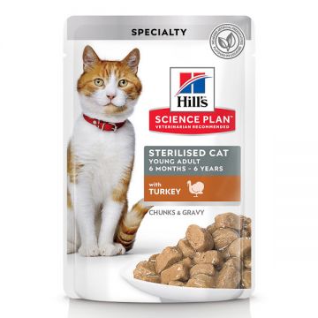 Hill's SP Feline Young Adult Sterilised Plic Curcan, 85g ieftina