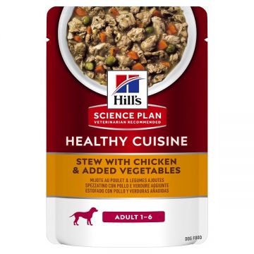 Hill's SP Healthy Cuisine, Pui și Tocană de Legume, plic hrană umedă câini, 90g ieftina