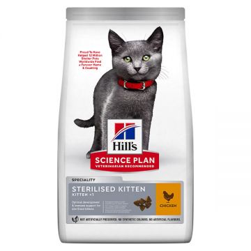 Hill's SP Kitten Sterilised, Pui, hrană uscată pisici junior sterilizate, 1.5kg