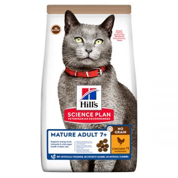 Hill's SP Nograin, Senior, Pui, hrană uscată fără cereale pisici, 1.5kg