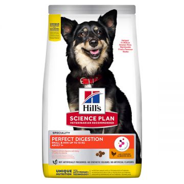 Hill's SP Perfect Digestion Small&Mini Adult, Pui cu Orez Brun, hrană uscată câini, sensibilități digestive, 1.5kg