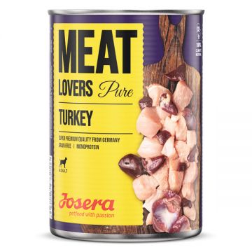Josera Meatlovers Pure hrană umedă monoproteică pentru caini, cu Curcan, 6 x 400g