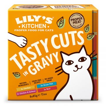 Lily's Kitchen Cat Tasty Cuts Mixed Multipack, 8 x 85g de firma originala