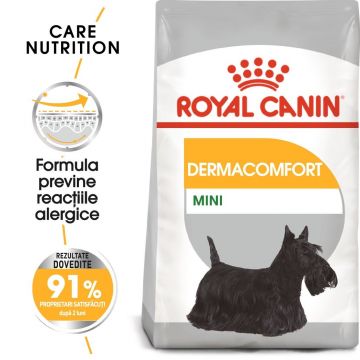 Royal Canin Mini Dermacomfort hrană uscată câine, prevenirea iritațiilor pielii, 1kg ieftina