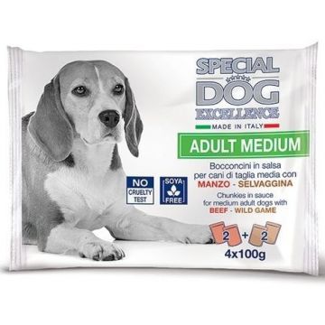 Special Dog exc.Pouch 4 x 100g, Medium, Adult, Vita/Vânat