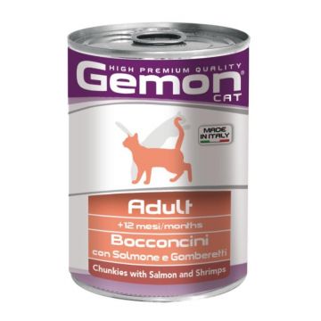 Conservă Gemon Cat, Adult, Somon/Creveti, 415g ieftina