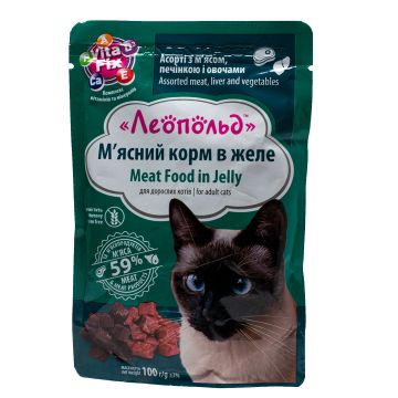 hrană umedă Pentru Pisici, Carne Asortata Cu Ficat și Legume In Jeleu, 100g ieftina