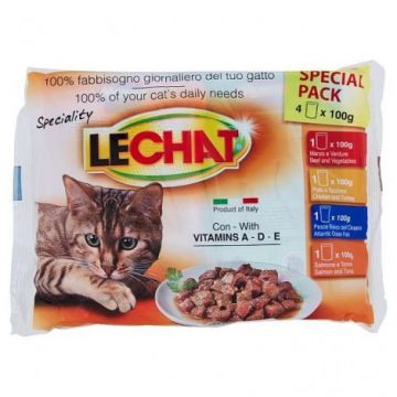 Lechat hrană umedă pentru Pisici, 4 x 100g