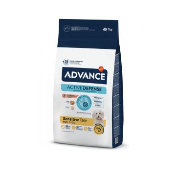 Advance Sensitive Mini, XS-S, Somon, hrană uscată câini, sistem digestiv, 7kg