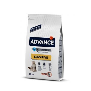 Advance Sensitive, Somon, hrană uscată pisici, sistem digestiv, 3kg