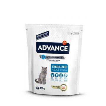 Advance Sterilized Adult, Curcan, hrană uscată pisici sterilizate, 400g ieftina