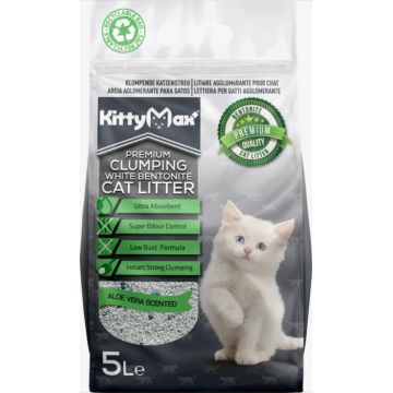 Asternut Igienic Bentonita Premium KittyMax Aloe Vera pentru Pisici 5 L