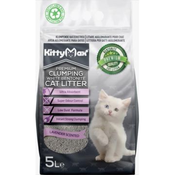 Asternut Igienic Bentonita Premium KittyMax Lavander pentru Pisici 5 l