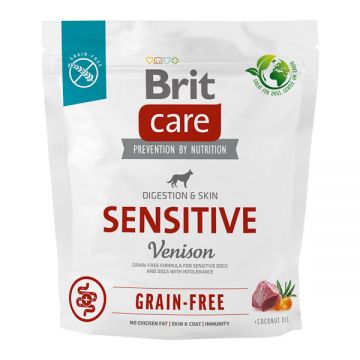 Brit Care Sensitive, XS-XL, Vânat, hrană uscată fără cereale câini, sistem digestiv, 1kg ieftina