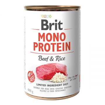 Brit Mono Protein, Conserva caini, vita si orez, 400 g