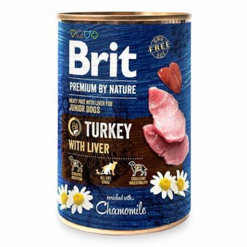 Brit Premium by Nature, Conserva caini, curcan si ficat, 400 g