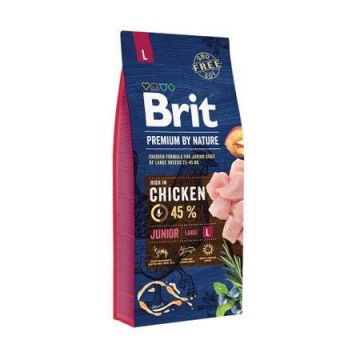 Brit Premium By Nature, Hrana Junior L, cu pui, 15 kg