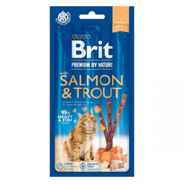 Brit Premium by Nature, Recompense pentru pisici cu Somon si Pastrav, 15g de firma originala
