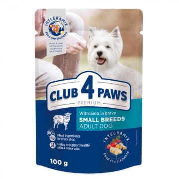 Club 4 Paws Hrana umeda caini talie mica - cu Miel in sos, set 24 100g de firma originala