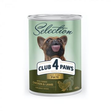 Club 4 Paws Premium Hrana umeda caini adulti - Pate cu pui si miel , 6x400 g ieftina