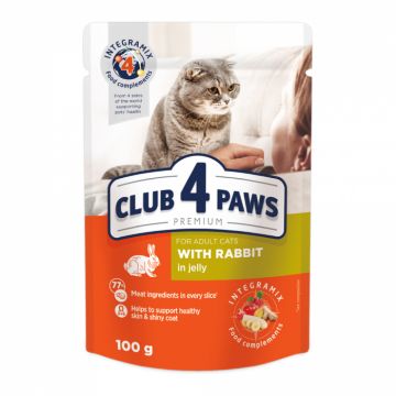 Club 4 Paws Premium Hrana umeda pisici,Iepure in jeleu set 24 100g