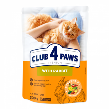 Club 4 Paws Premium Hrana uscata pisici adulte, cu Iepure, 300g