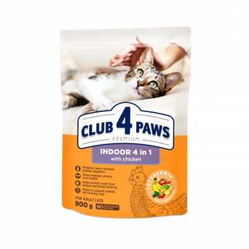Club 4 Paws Premium Indoor Hrana uscata pisici adulte 0,9 kg