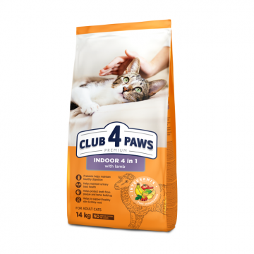 Club 4 Paws Premium Indoor Hrana uscata pisici adulte, cu miel 14kg