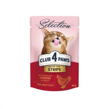 Club 4 Paws Premium Selection Hrana umeda pentru pisici - Stripsuri de pui in sos, 12x85g ieftina