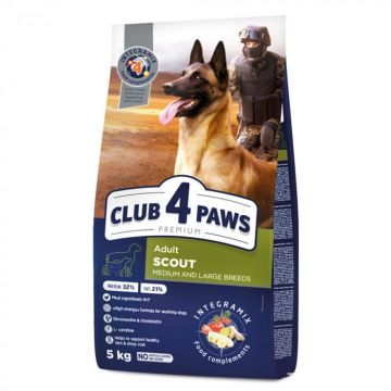 Club 4 Paws Scout Hrana uscata caini super activi, 5kg la reducere