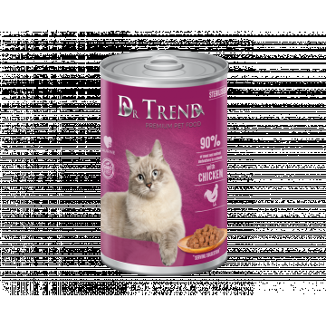 Dr. Trend Conserva pentru pisici adulte sterilizate, cu gaina in sos 10x400 g ieftina