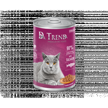 Dr. Trend Conserva pentru pisici adulte sterilizate, cu somon in sos 10x400 g