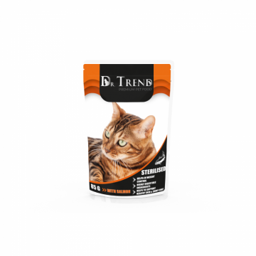 Dr.Trend Premium Hrana umeda pisici sterilizate, cu somon, 12x0,085g