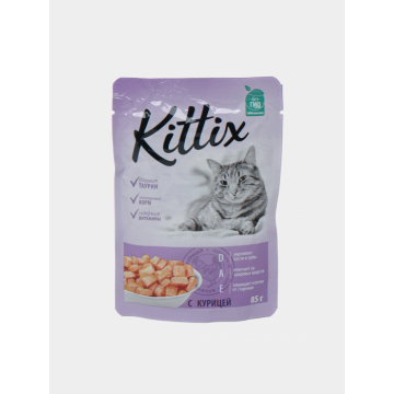 Kittix Hrana umeda pisici adulte, cu gaina, 24x85g ieftina