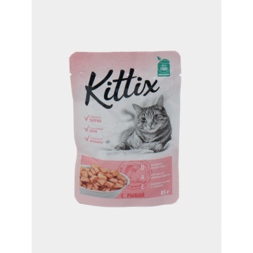Kittix Hrana umeda pisici adulte, cu peste, 24x85g ieftina