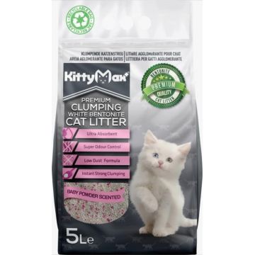 KittyMax Asternut Igienic Bentonita Premium KittyMax Baby Powder pentru Pisici 5 l