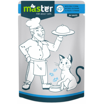 Master Hrana Umeda pisici - cu Peste, 24x80g ieftina