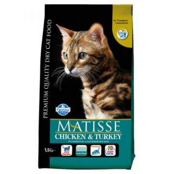 Matisse hrana uscata pentru pisici cu pui si curcan 1,5 kg la reducere