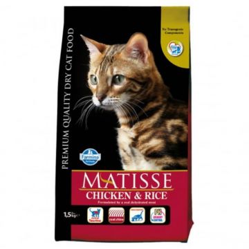 Matisse hrana uscata pentru pisici cu pui si orez 1,5 kg la reducere