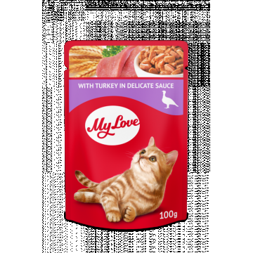 My Love Hrana umeda pisici - Curcan in sos, set 24 0,1kg de firma originala