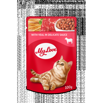 My Love Hrana umeda pisici - Vita in sos, set 24 0,1kg ieftina