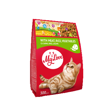 My love Hrana uscata pentru pisici adulte cu carne orez si legume 0.3 kg ieftina