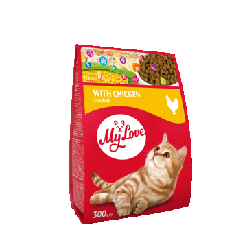 My love Hrana uscata pisici adulte cu pui 0,3 kg ieftina