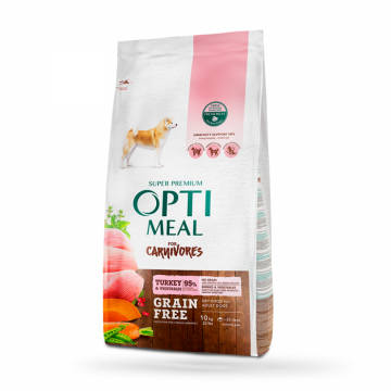 Optimeal Grain Free Hrana uscata caini adulti de toate rasele - Curcan si legume, 10kg ieftina