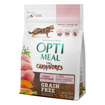 Optimeal Grain Free Hrana uscata pisici adulte - curcan si legume, 300g