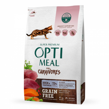 Optimeal Grain Free Hrana uscata pisici adulte - rata si legume, 4kg ieftina