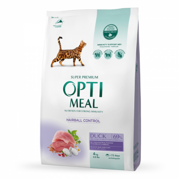 Optimeal Hairball Control Hrana uscata pisici adulte - cu Rata, 4kg la reducere