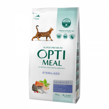 Optimeal Hrana uscata pisici sterilizate - cu somon, 1,5 kg la reducere