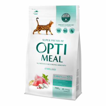 Optimeal Hrana uscata pisici sterilizate - curcan si ovaz, 0,7kg