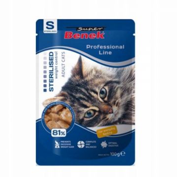 Super Benek Premium, Hrana umeda pentru pisici sterilizate, 24x100g ieftina